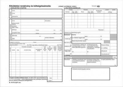 Nyomtatvány, kiküldetési utasítás és költségelszámolás, 25x2, A4, VICTORIA PAPER "B.18-70", 10 tömb/csomag
