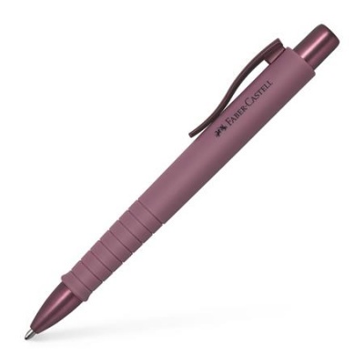 Golyóstoll, 0,7 mm, nyomógombos tolltest, bordó tolltest, FABER-CASTELL "Poly Ball Urban", kék