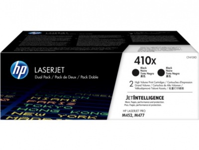 CF410XD Lézertoner Color LaserJet Pro M452, M477 nyomtatókhoz, HP 410X, fekete, 2*6,5k