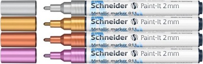 Metálfényű marker készlet, 2 mm, SCHNEIDER "Paint-It 011", 4 különböző szín