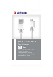USB kábel, USB - micro USB, 1 m, VERBATIM, ezüst